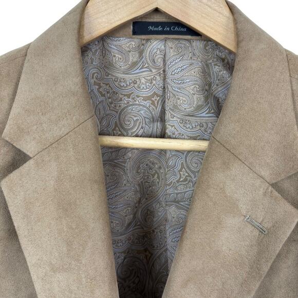 Chaps Sueded Mens Lined Sport Coat Suit Jacket Blazer Beige 2 Button sz 48 R - Picture 5 of 15